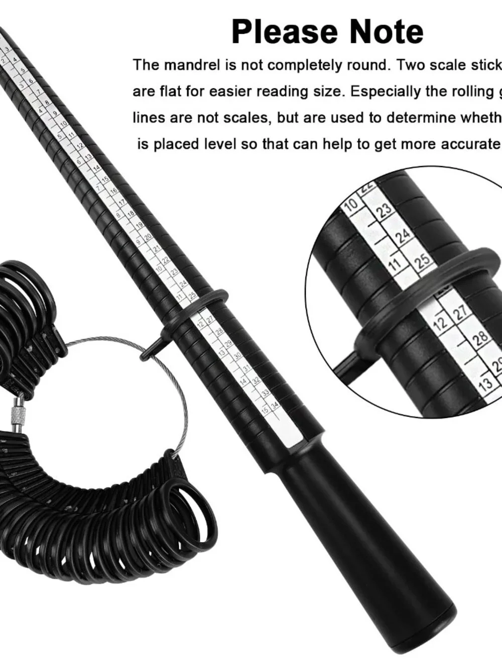 Accmor Ring Size Measuring Tool Includes Plastic Ring Sizer Mandrel Stick, Finge